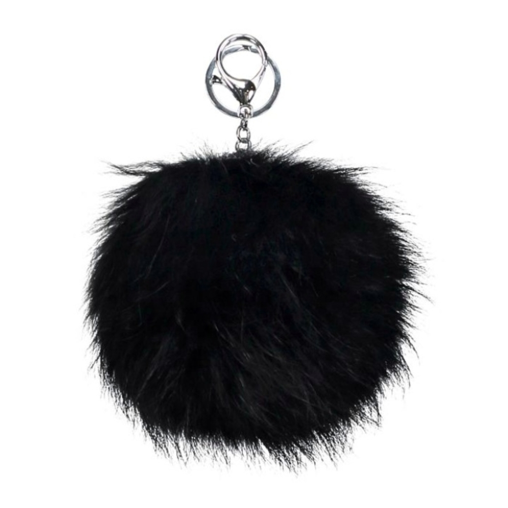 Black Fluffy Keychain Pom Pom